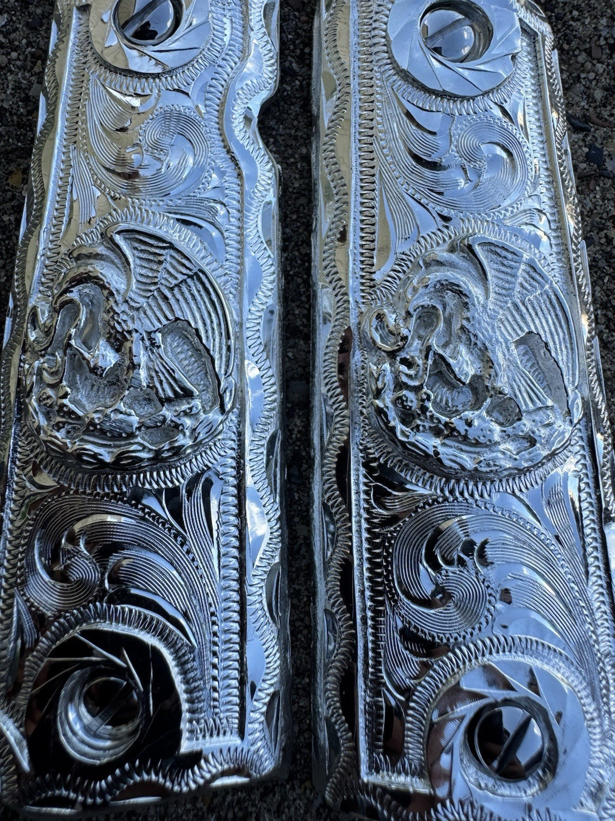 1911 45 38 Super Full Size Mexican Eagle Gun Pistol Grip Cachas & Polished Screw