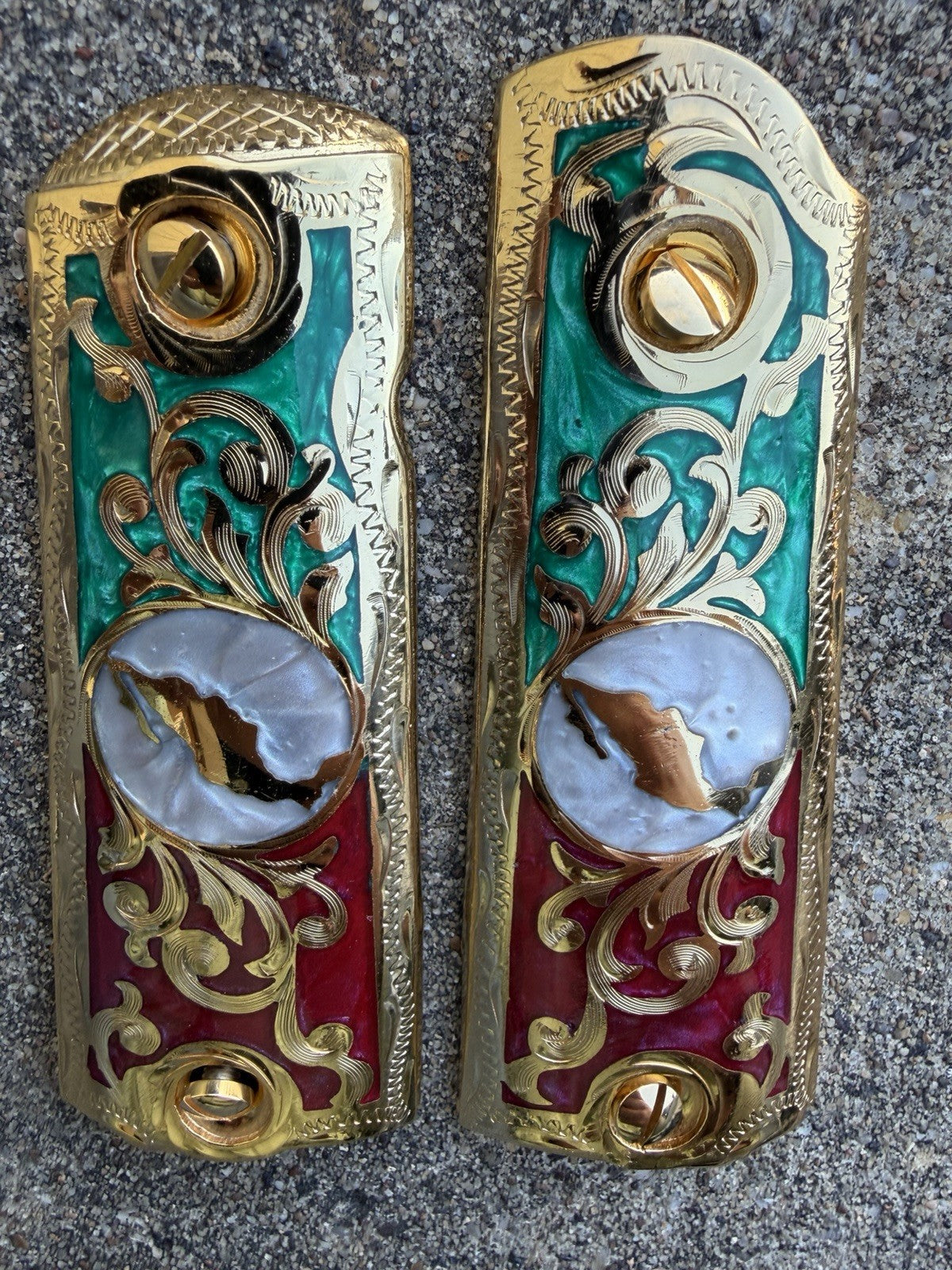 1911 45 38 Super Full Size Mexico Gold Gun Pistol Grip Cachas & 24K Screws