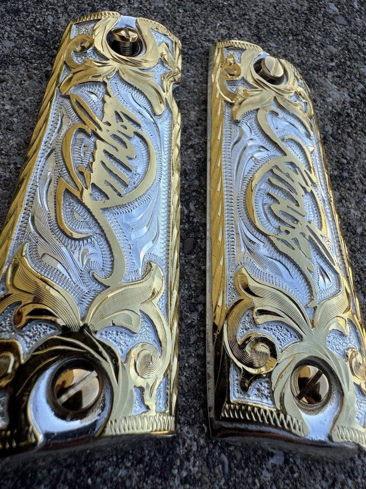 1911 45 38 Super Full Size KIMBER Gold Gun Pistol Grip Cachas & 24K Screws