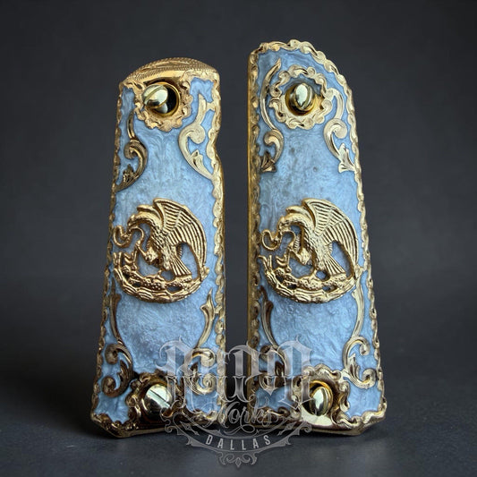 1911 45 38 Super Full Size Mexican Eagle Gold Gun Pistol Grip Cachas & 24K Screw