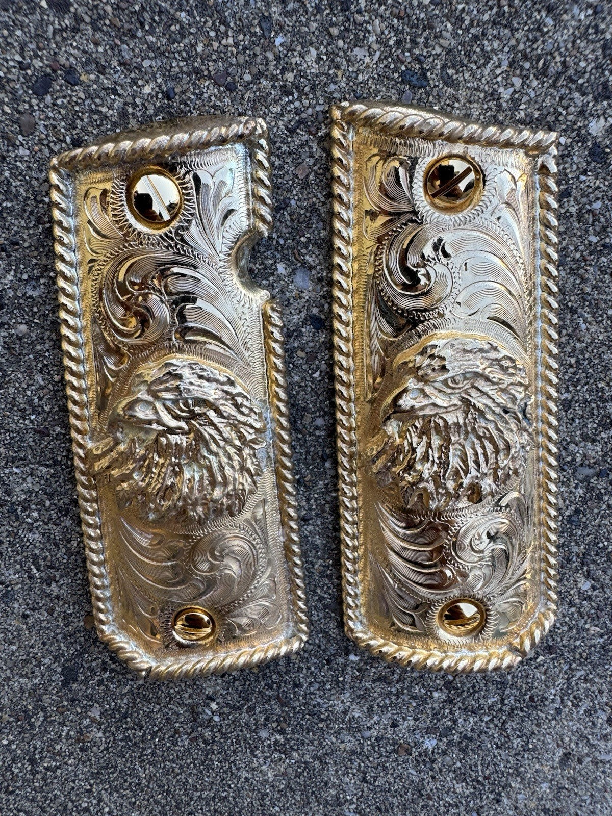 1911 45 38 Super Full Size Gold Gun Pistol Grip Cachas Chapeado & 24K Screws