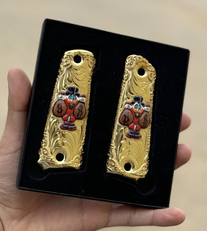 1911 45 38 Super Full Size Mcscrooge Duck Gold Gun Pistol Grip Cachas &24K Screw