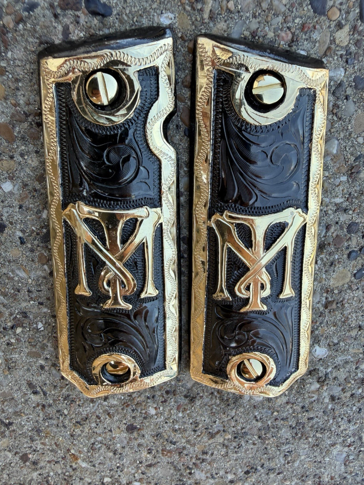 1911 45 38 Super Full Size Scarface Gold Gun Pistol Grip Cachas  & 24K Screws