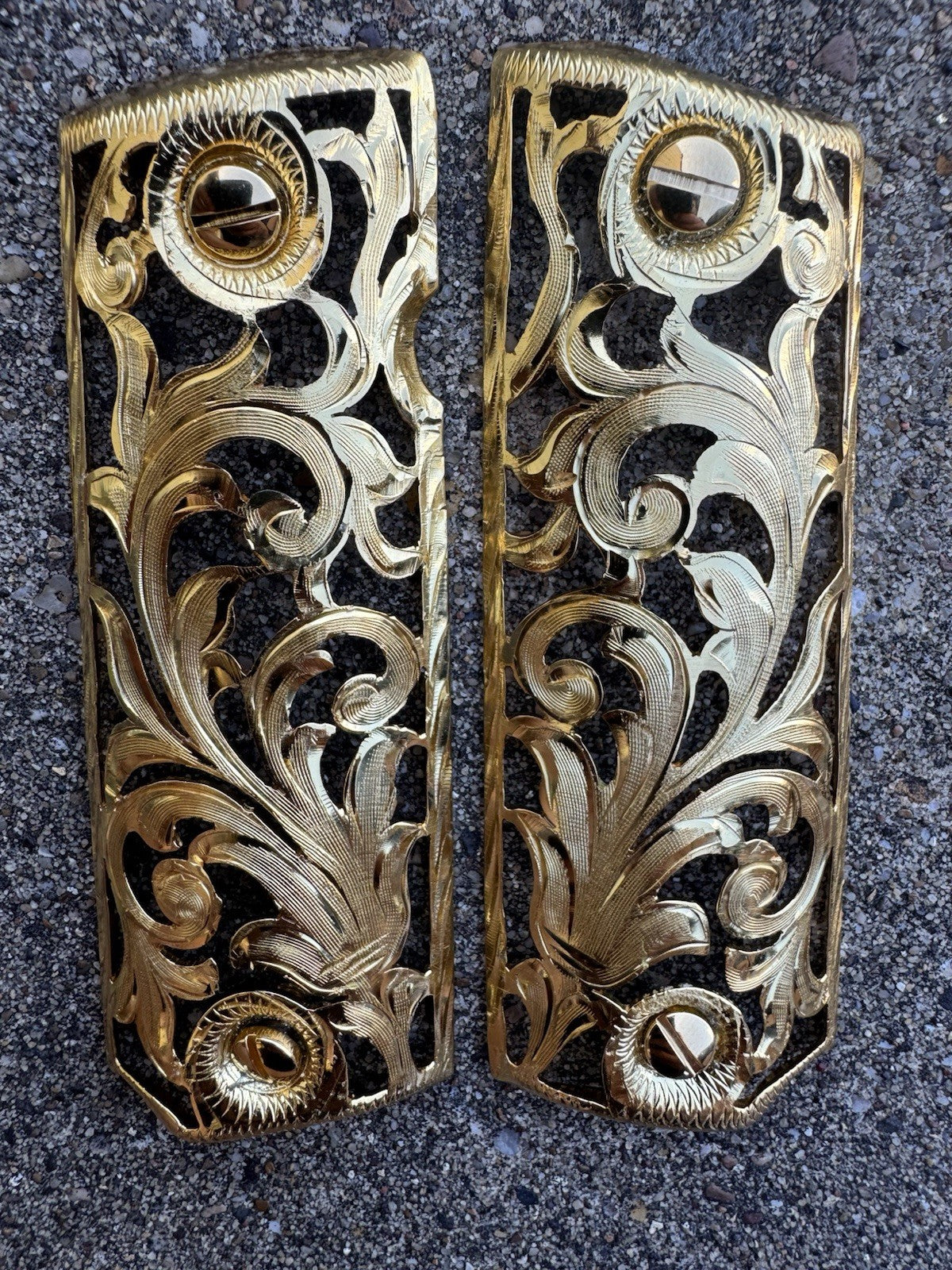 1911 45 38 Super Full Size Gold Gun Pistol Grip Cachas Chapeado & 24K Screws