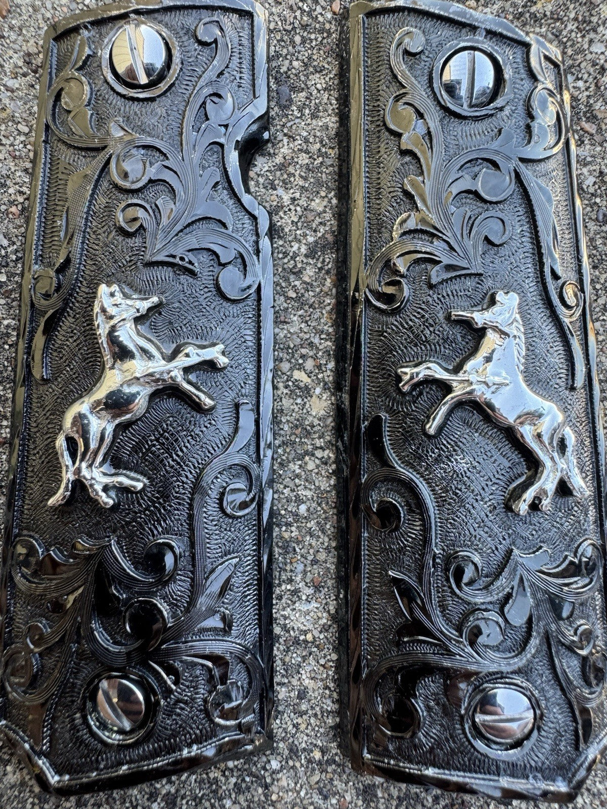 1911 45 38 Super Full Size Colt Horse Gun Pistol Grip Cachas & Polished Screws