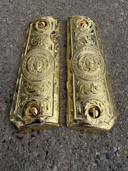 1911 45 38 Super Full Size Versace Gold Gun Pistol Grip Cachas & 24K Screws