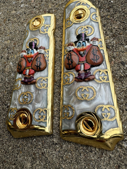 1911 45 38 Super Full Size Mcscrooge Duck Gold Gun Pistol Grip Cachas &24K Screw