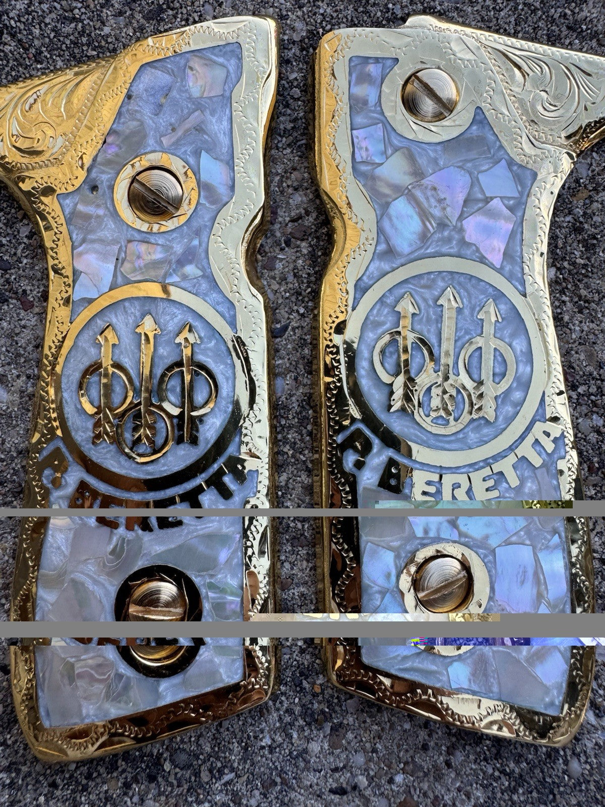 Beretta 92FS Cachas Gold Plated Pistol Custom Grips & Gold Screws