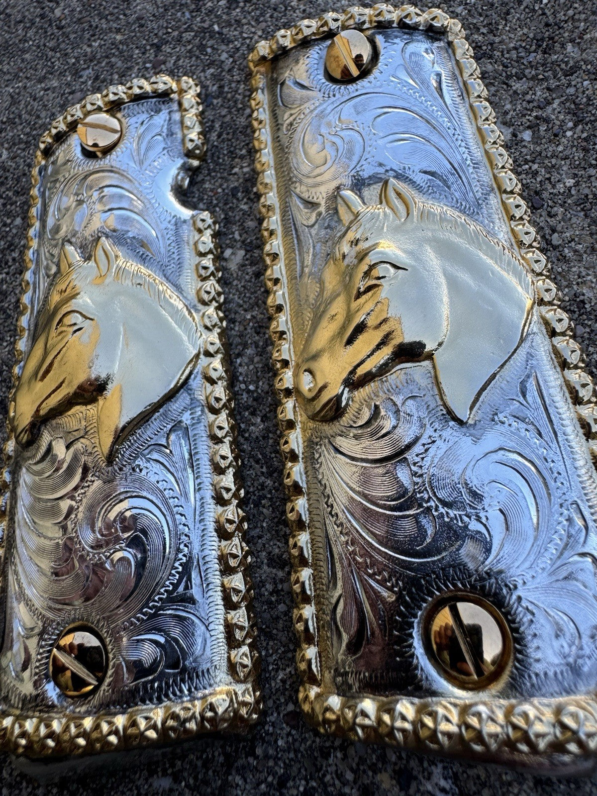 1911 45 38 Super Full Size Gold Gun Pistol Grip Cachas Chapeado & 24K Screws