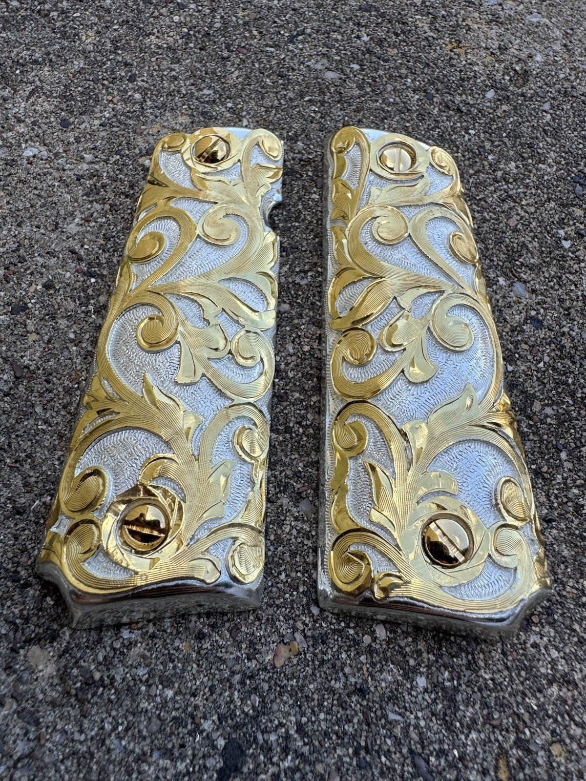 1911 45 38 Super Full Size Gold Gun Pistol Grip Cachas Chapeado & 24K Screws