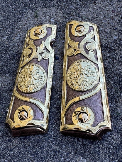 1911 45 38 Super Full Size Centenario Rose Gold Gun Grip Cachas & 24K Screws