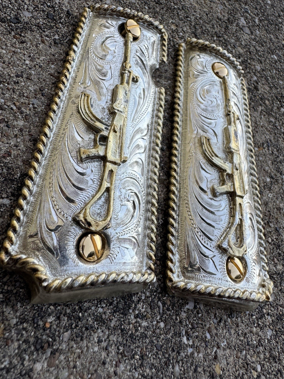 1911 45 38 Super Full Size Gold Gun Pistol Grip Cachas Chapeado & 24K Screws