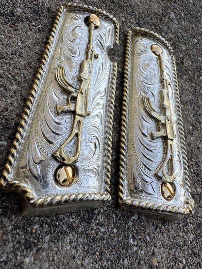 1911 45 38 Super Full Size Gold Gun Pistol Grip Cachas Chapeado & 24K Screws