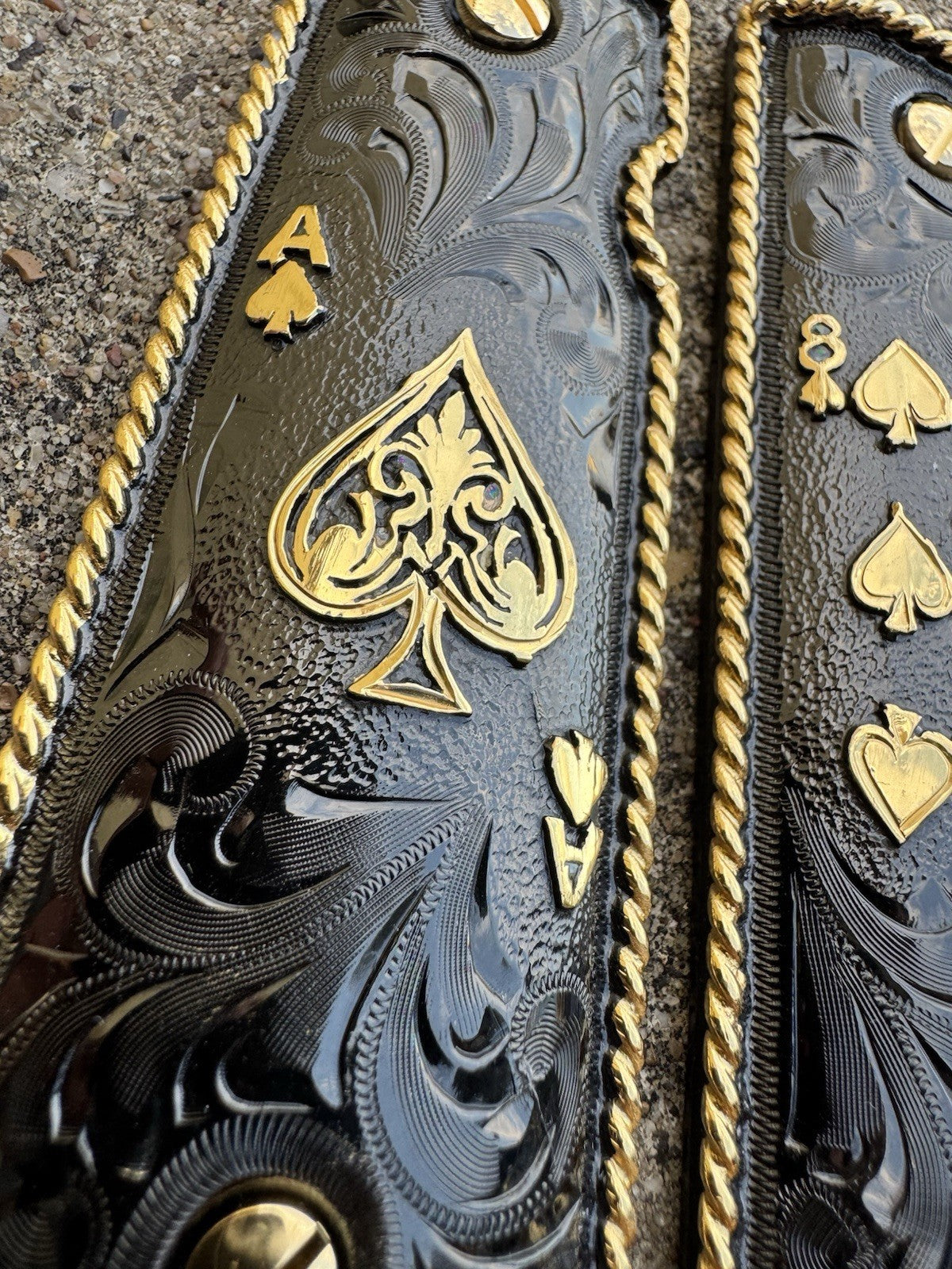 1911 45 38 Super Full Size Ace Deck Of Cards Gold Gun Grip Cachas & 24K Screws