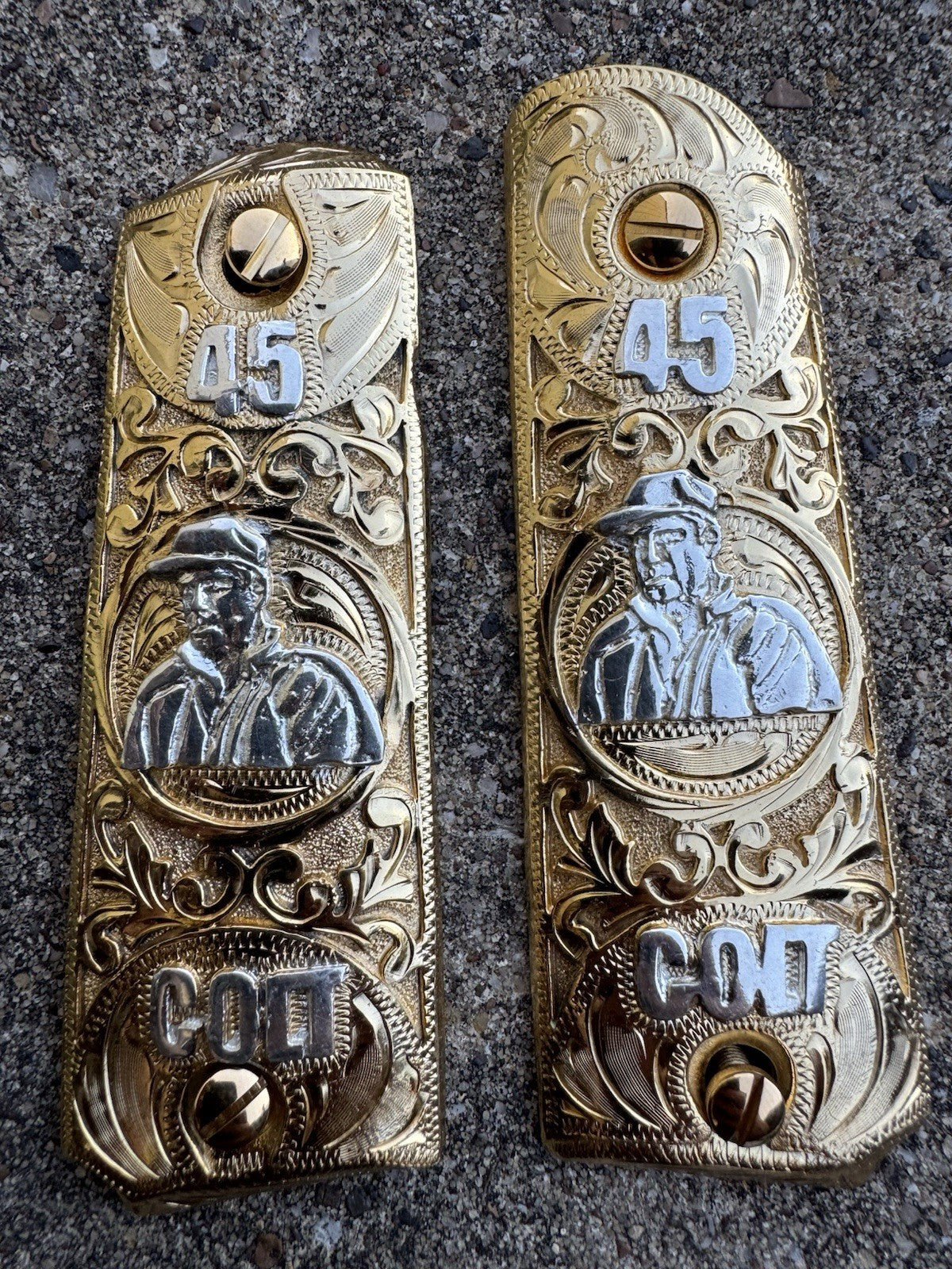 1911 45 38 Super Full Size Chapo Gold Gun Pistol Grip Cachas & 24K Screws