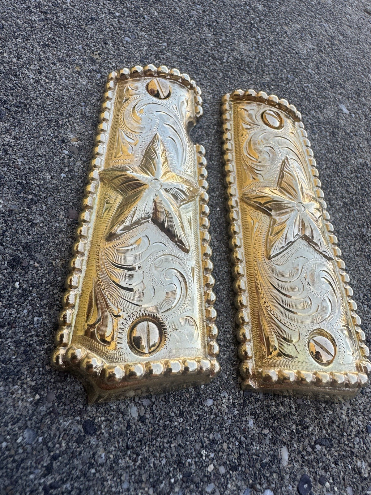 1911 45 38 Super Full Size Gold Gun Pistol Grip Cachas Chapeado & 24K Screws