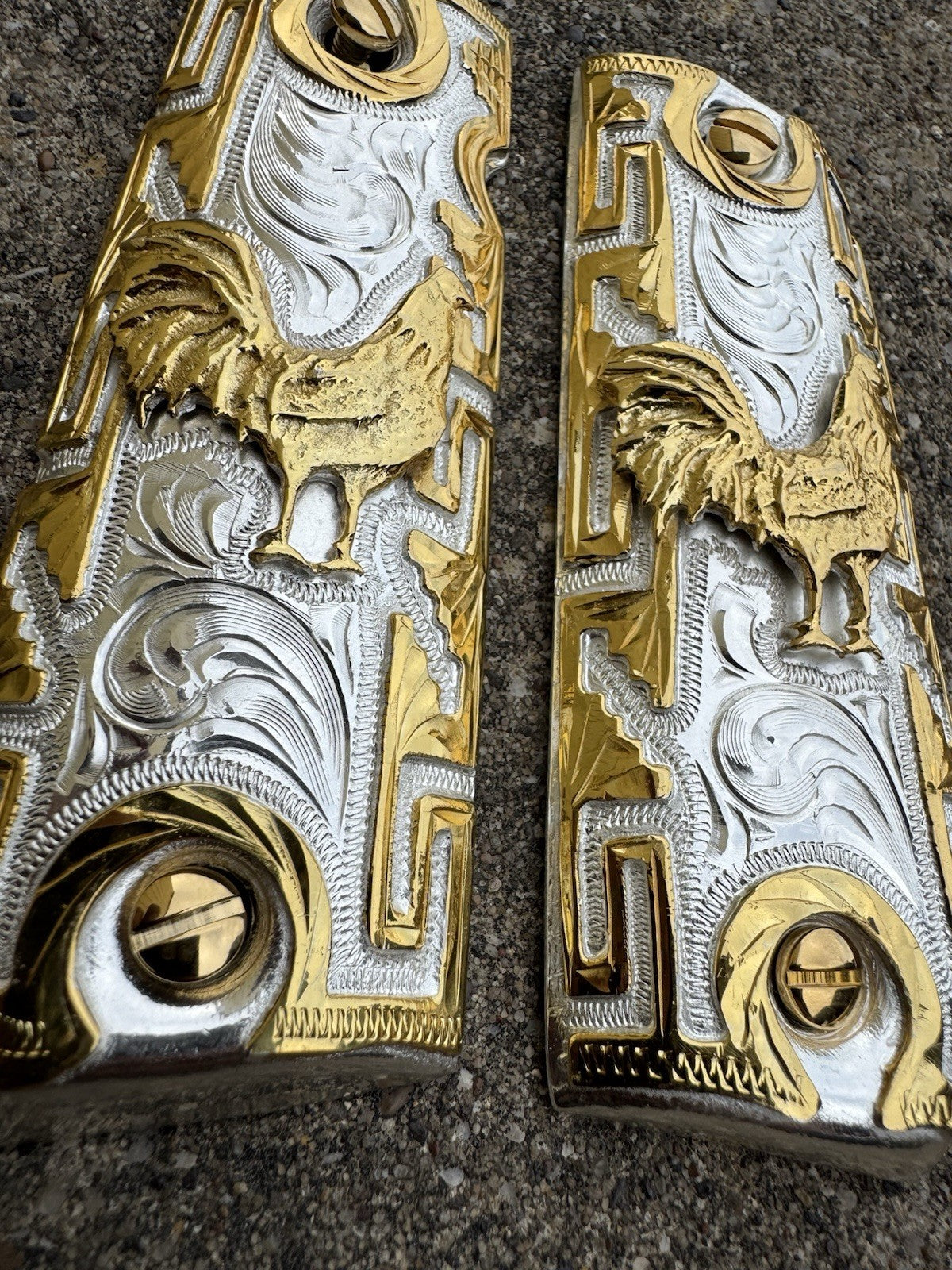 1911 45 38 Super Full Size Gallo Gold Gun Pistol Grip Cachas & 24K Screws