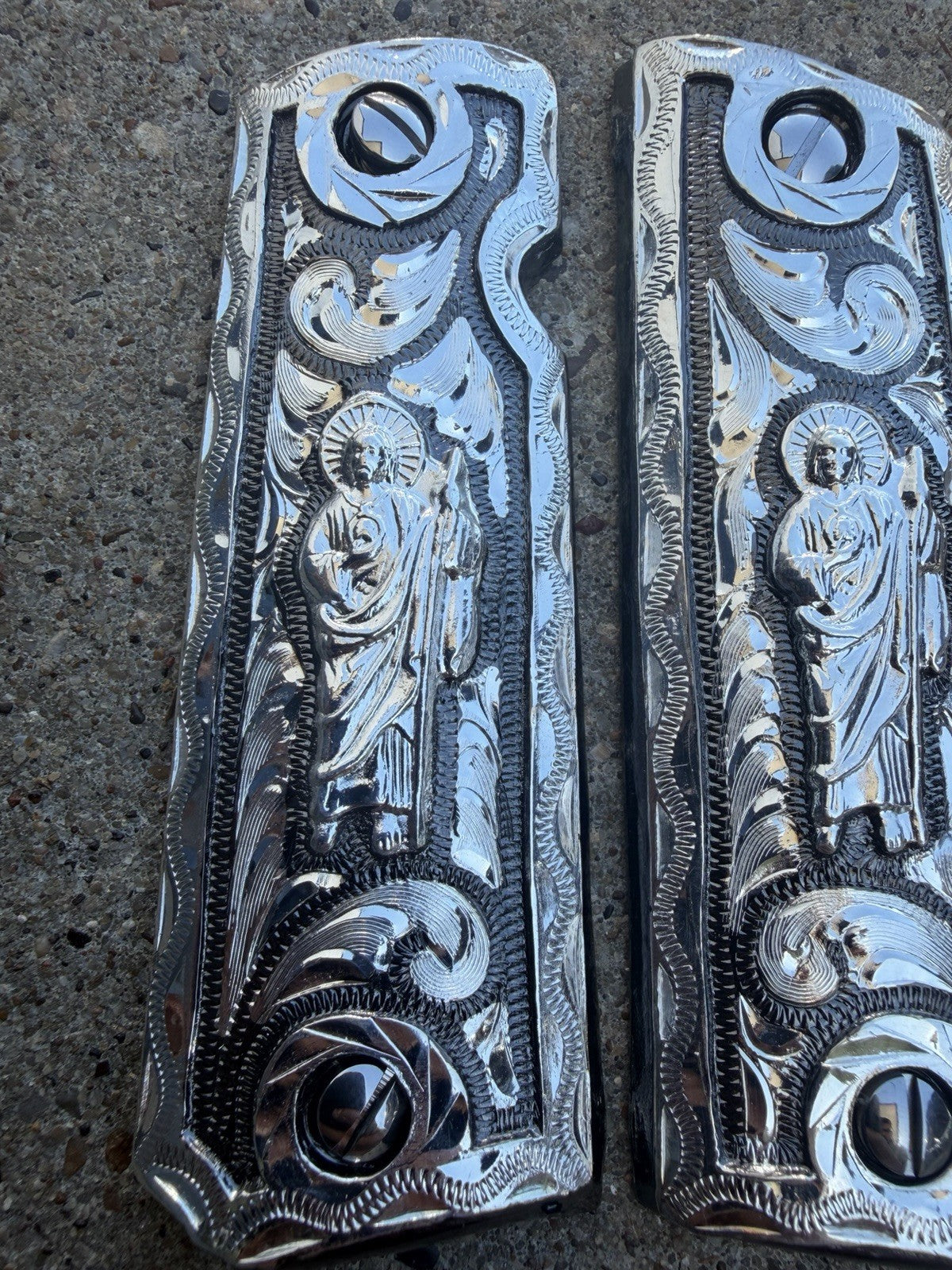 1911 45 38 Super Full Size San Judas Gun Pistol Grip Cachas & Polished Screws
