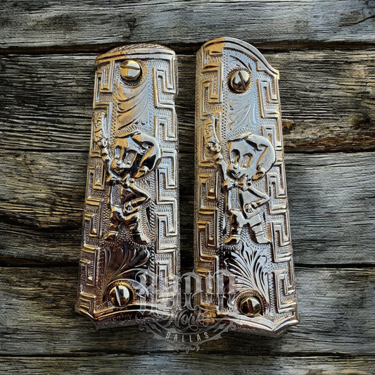 1911 45 38 Super Full Size Richie Rich Gold Gun Pistol Grip Cachas & 24K Screws