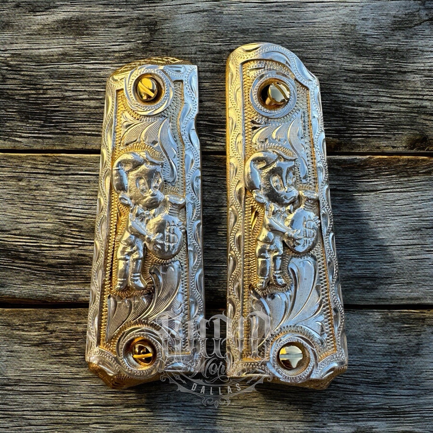 1911 45 38 Super Full Size Richie Rich Gold Gun Pistol Grip Cachas & 24K Screws