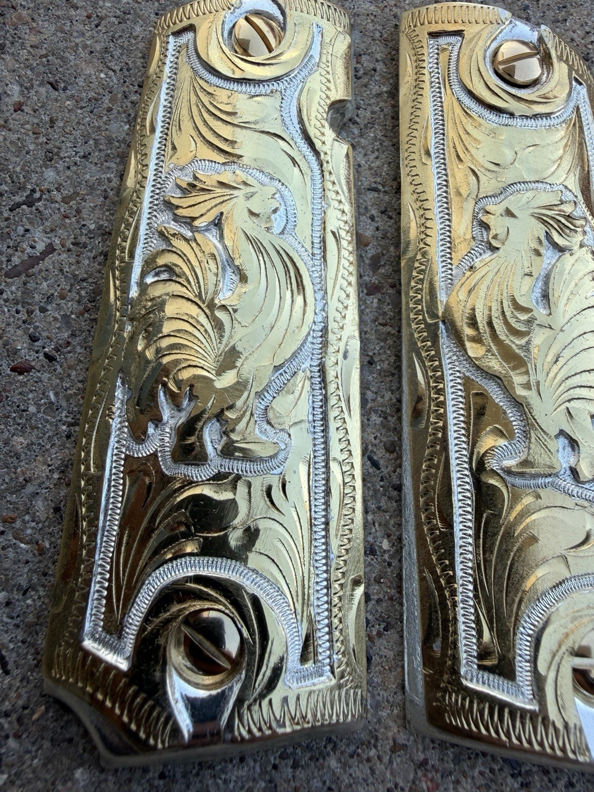 1911 45 38 Super Full Size Gallo Gold Gun Pistol Grip Cachas & 24K Screws