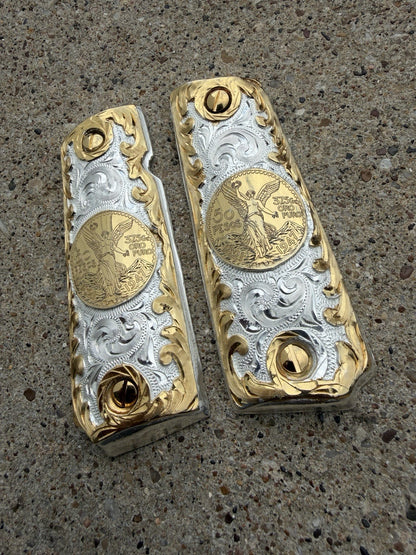 1911 45 38 Super Full Size Centenario Gold Gun Pistol Grip Cachas & 24K Screws