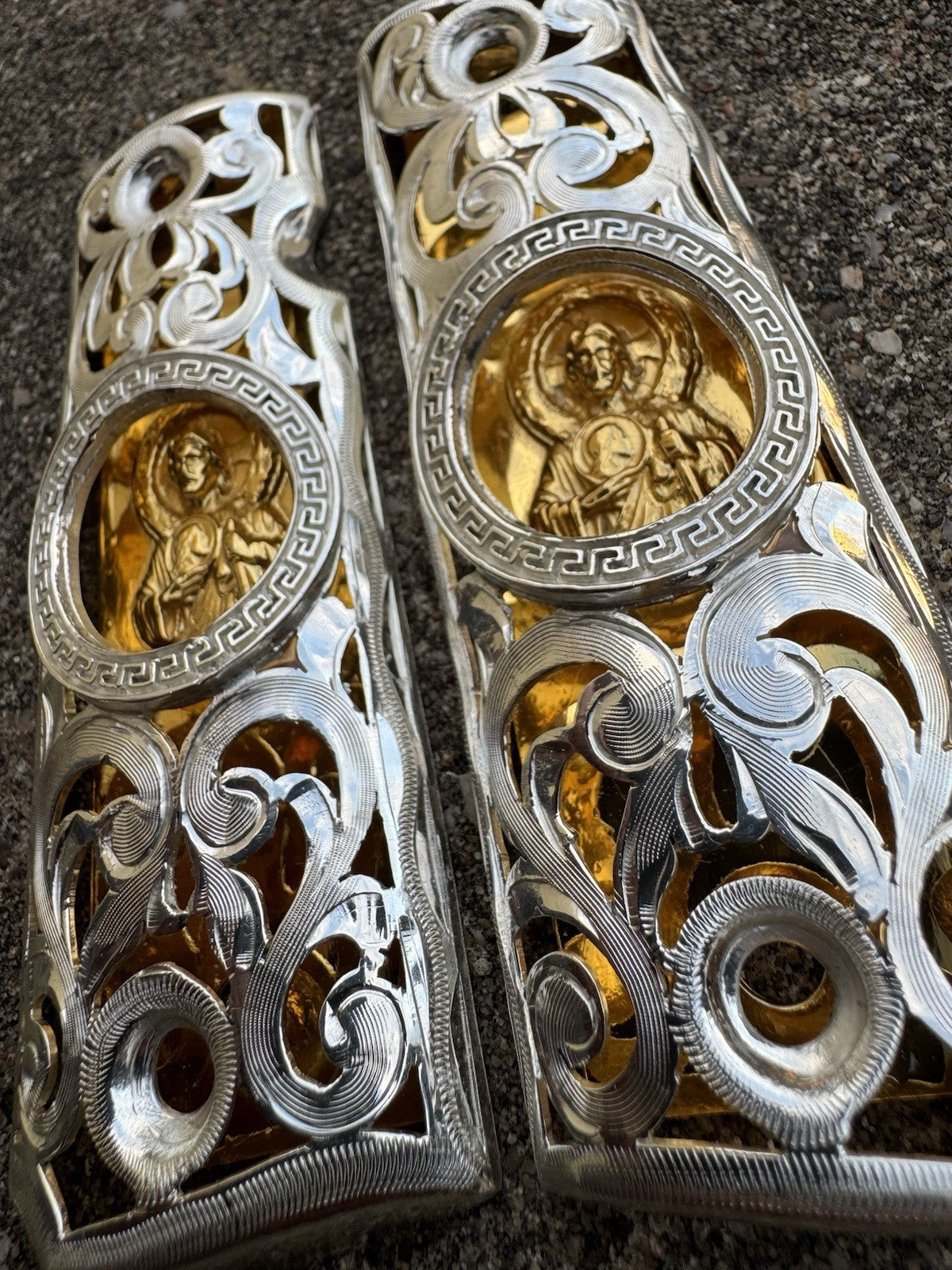 1911 45 38 Super Full Size San Judas Gold Gun Pistol Grip Cachas & 24K Screws