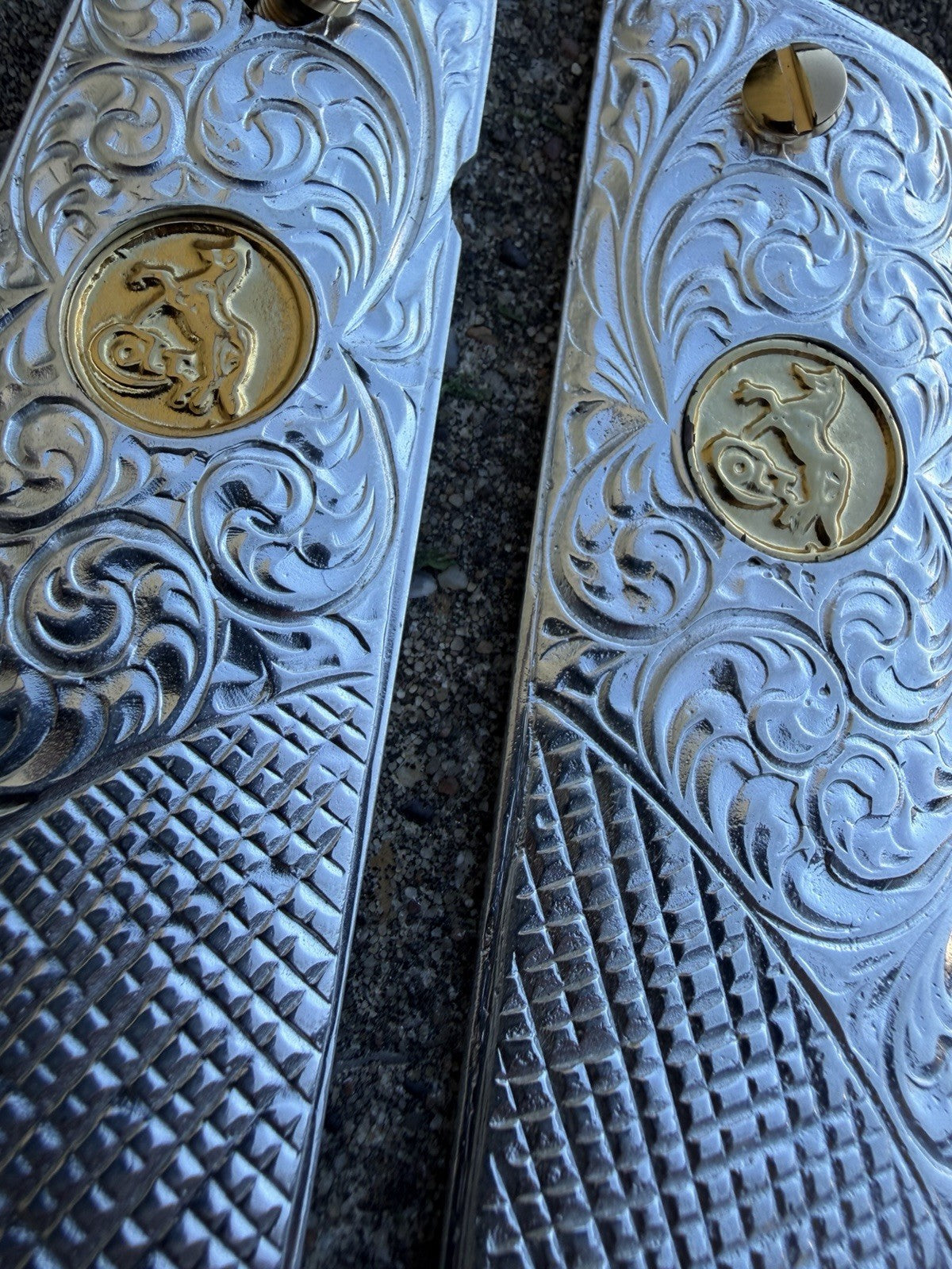 1911 45 38 Super Full Size Gold Gun Pistol Grip Cachas Chapeado & 24K Screws