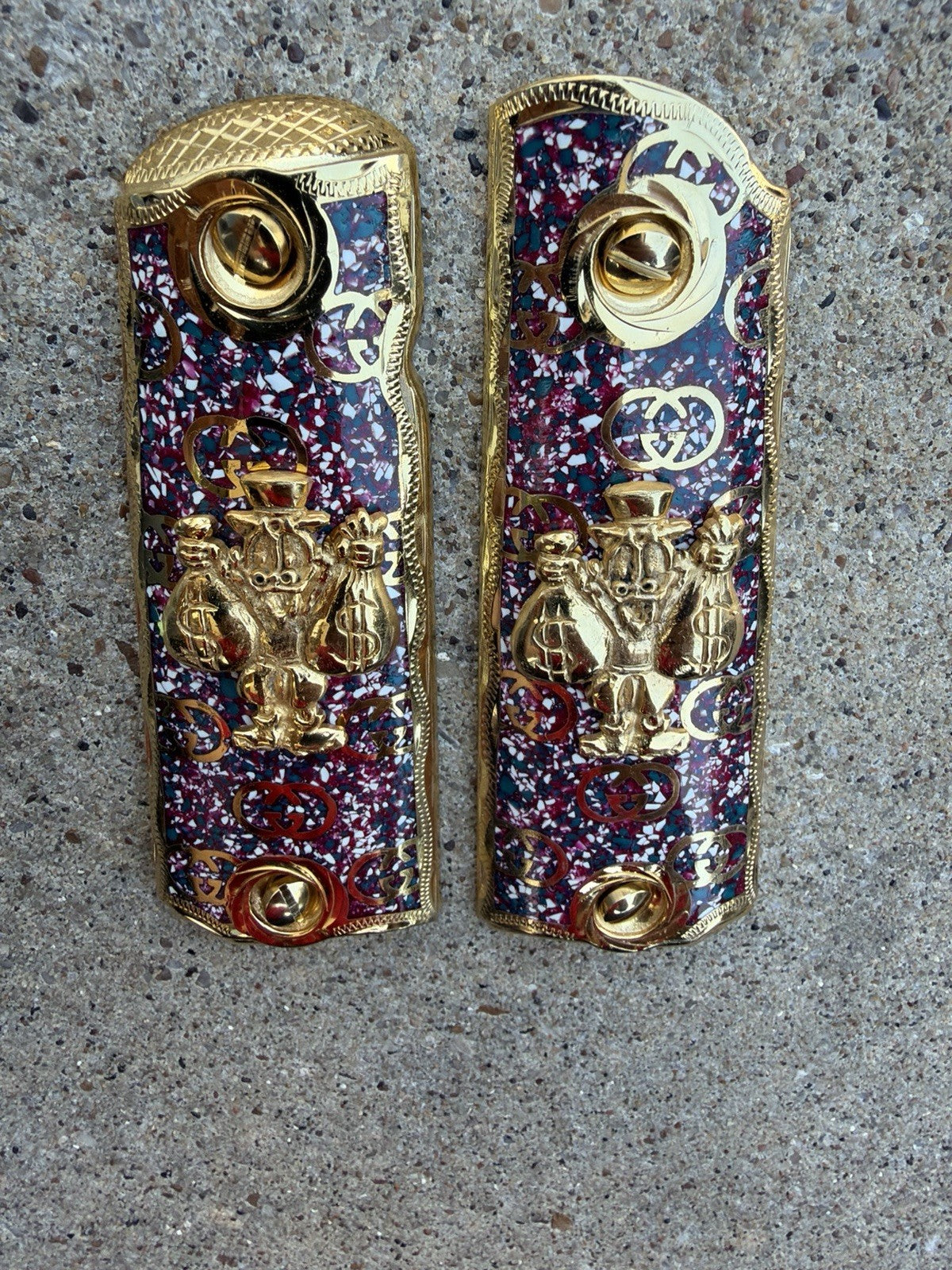 1911 45 38 Super Full Size Mcscrooge Gold Gun Pistol Grip Cachas  & 24K Screws