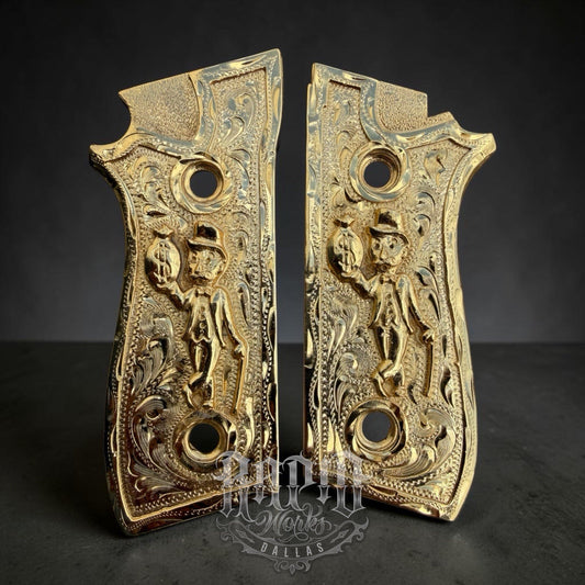 Taurus Pt92 Monopoly Grips Cachas Gun Gold Plated