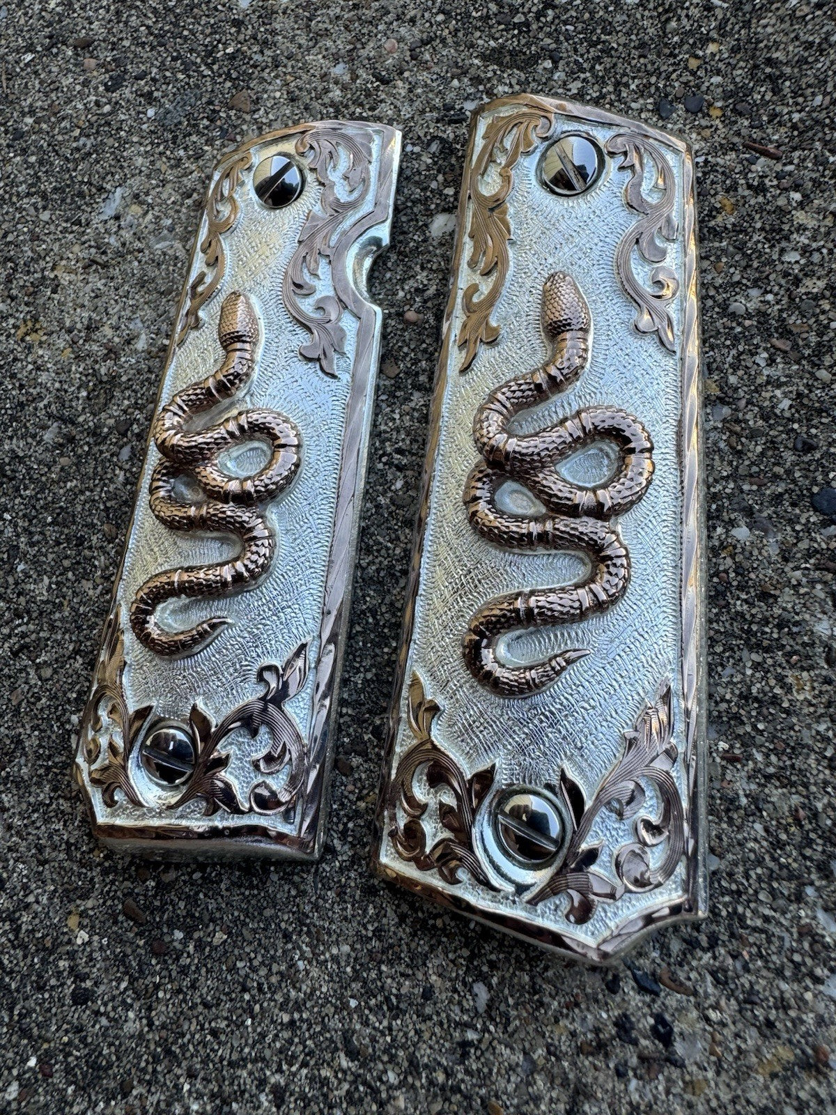 1911 45 38 Super Full Size Rose Gold Snake Gun Pistol Grip Cachas & Screws