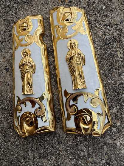 1911 45 38 Super Full Size San Judas Gold Gun Pistol Grip Cachas & 24K Screws