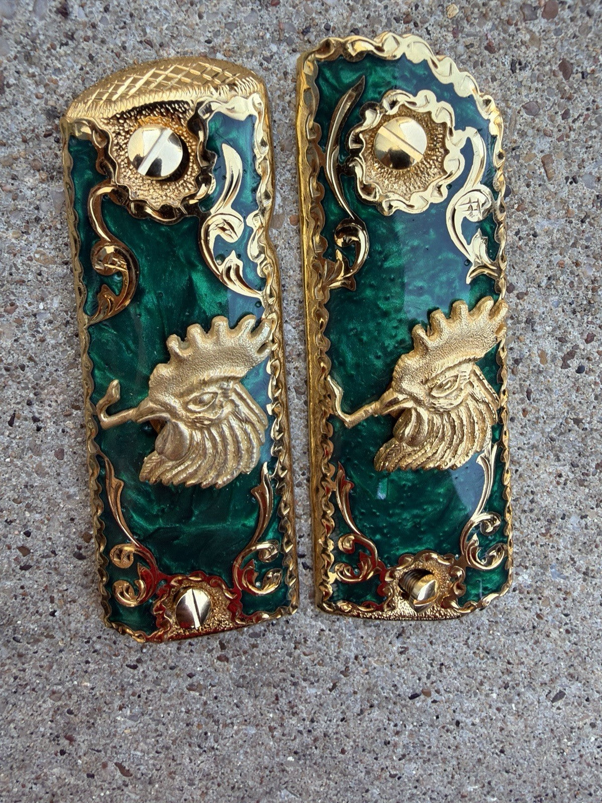 1911 45 38 Super Full Size Gallo Gold Gun Pistol Grip Cachas & 24K Screws