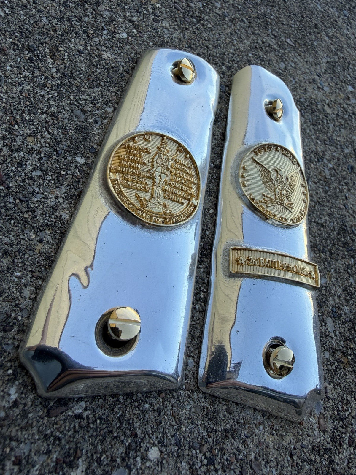 1911 45 38 Super Full Size Gold Gun Pistol Grip Cachas Chapeado & 24K Screws