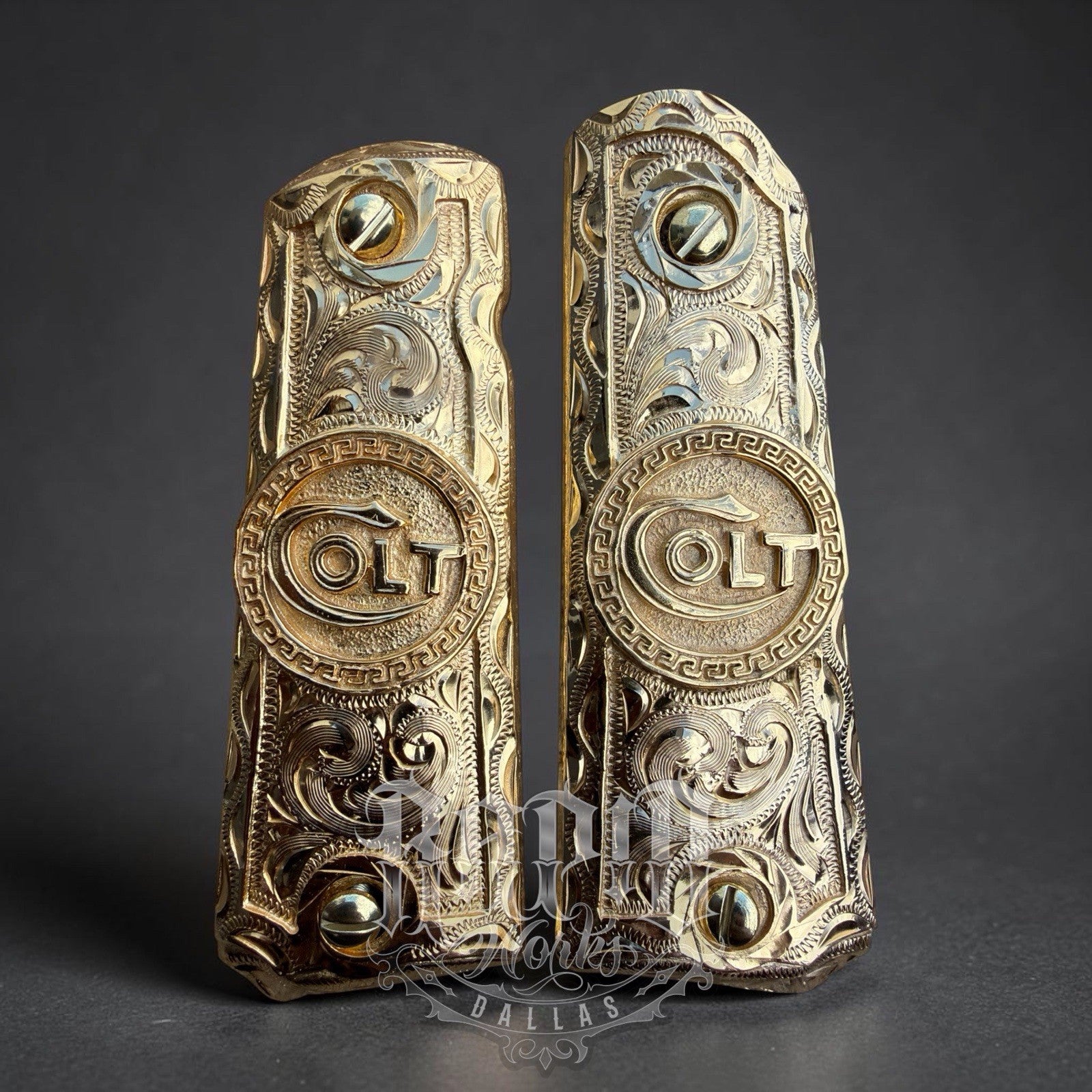 1911 45 38 Super Full Size Gold Gun Pistol Grip Cachas Chapeado & 24K Screws