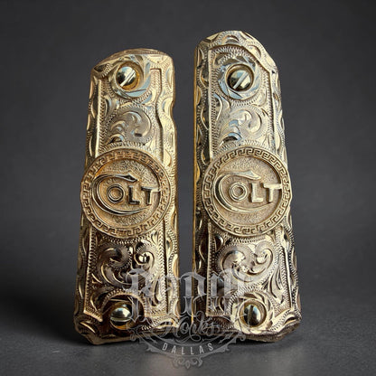 1911 45 38 Super Full Size Gold Gun Pistol Grip Cachas Chapeado & 24K Screws