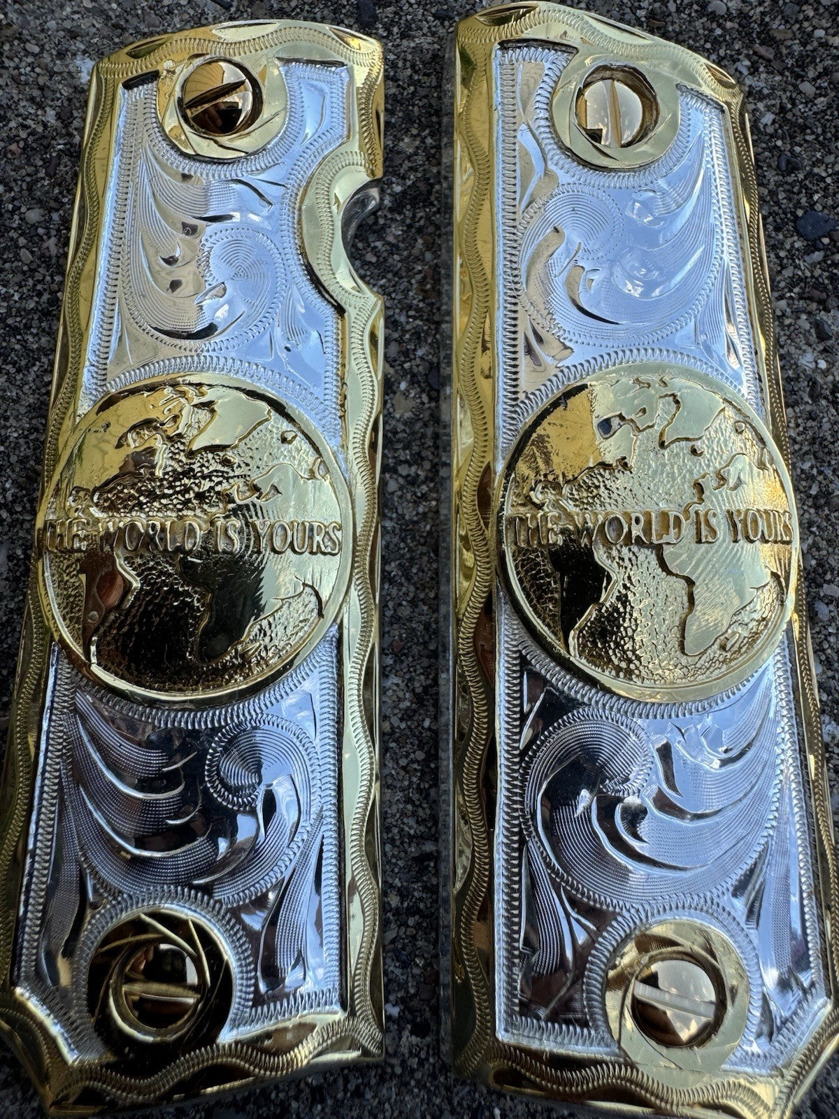 1911 45 38 Super Full Size Gold Gun Pistol Grip Cachas & 24K Screws