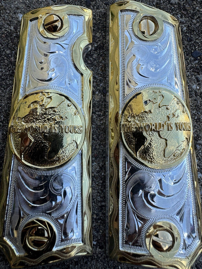 1911 45 38 Super Full Size Gold Gun Pistol Grip Cachas & 24K Screws