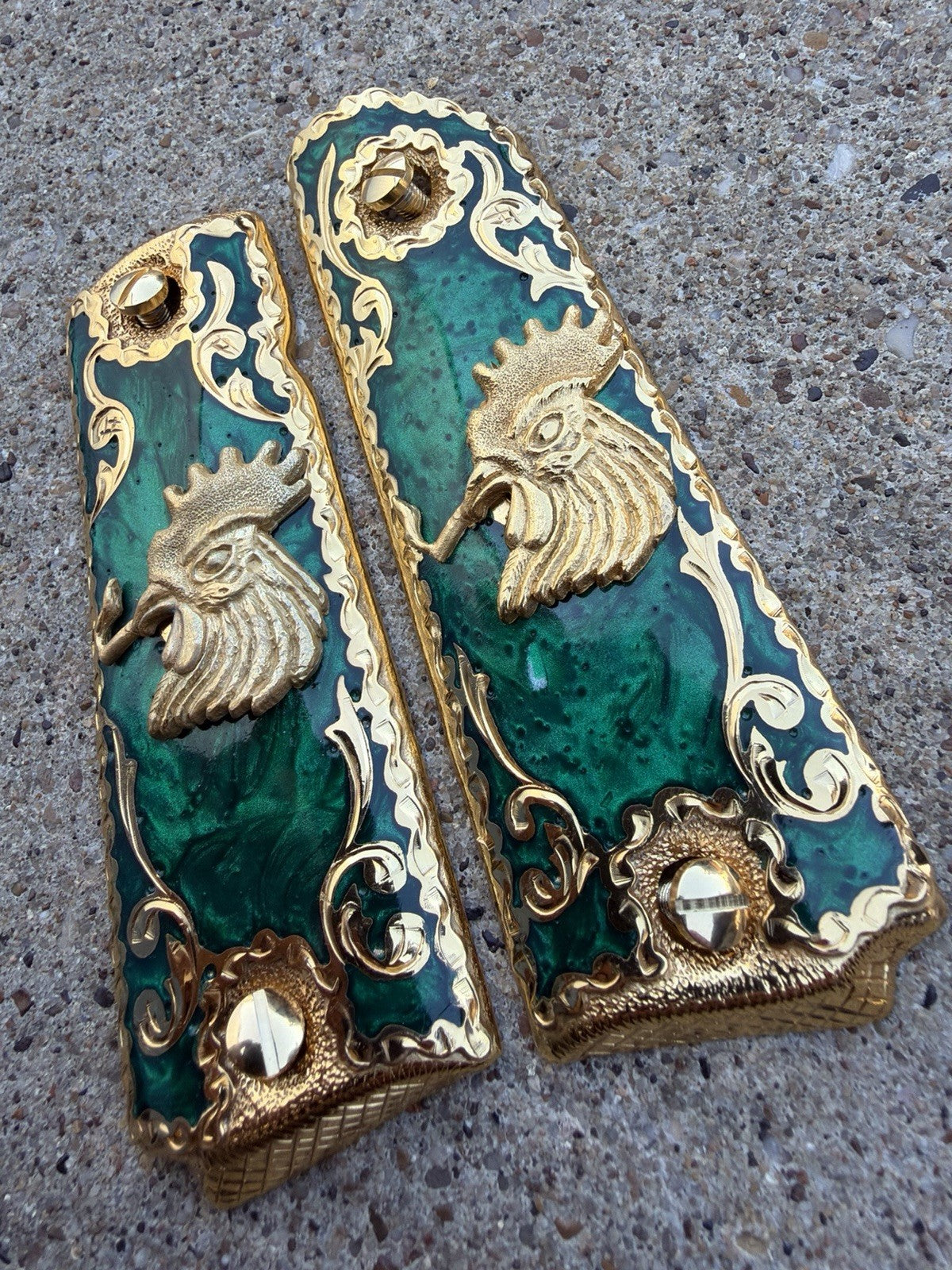 1911 45 38 Super Full Size Gallo Gold Gun Pistol Grip Cachas & 24K Screws