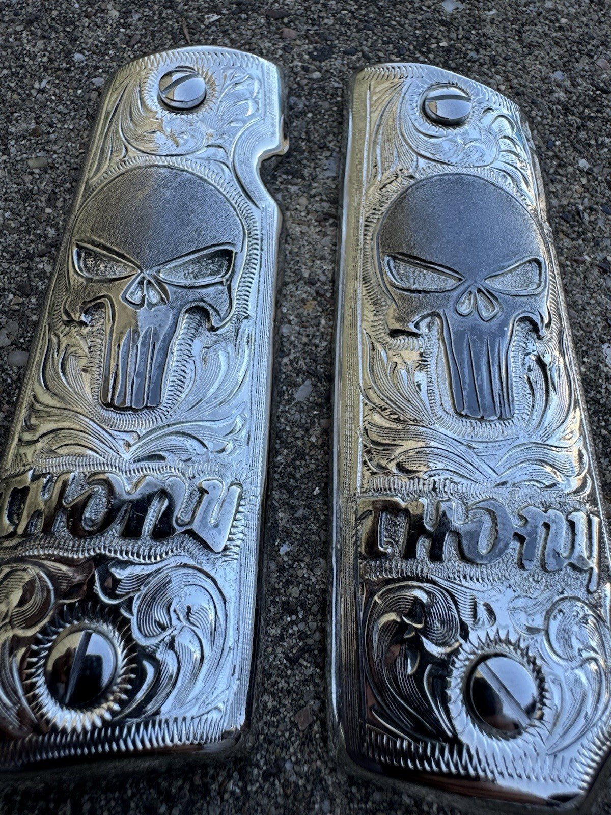 1911 45 38 Super Full Size Thony Gun Pistol Grip Cachas & Polished Screws