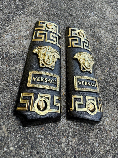 1911 45 38 Super Versace Full Size Gold Gun Pistol Grip Cachas & 24K Screws