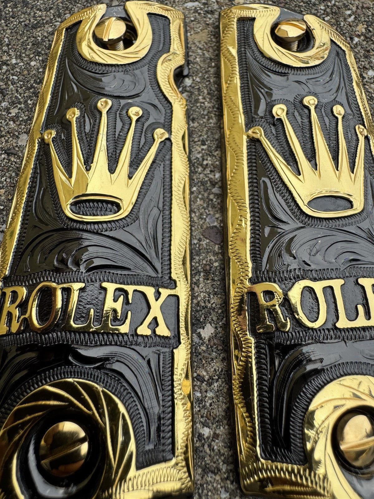 1911 45 38 Super Full Size Gold Gun Pistol Grip Cachas Chapeado & 24K Screws