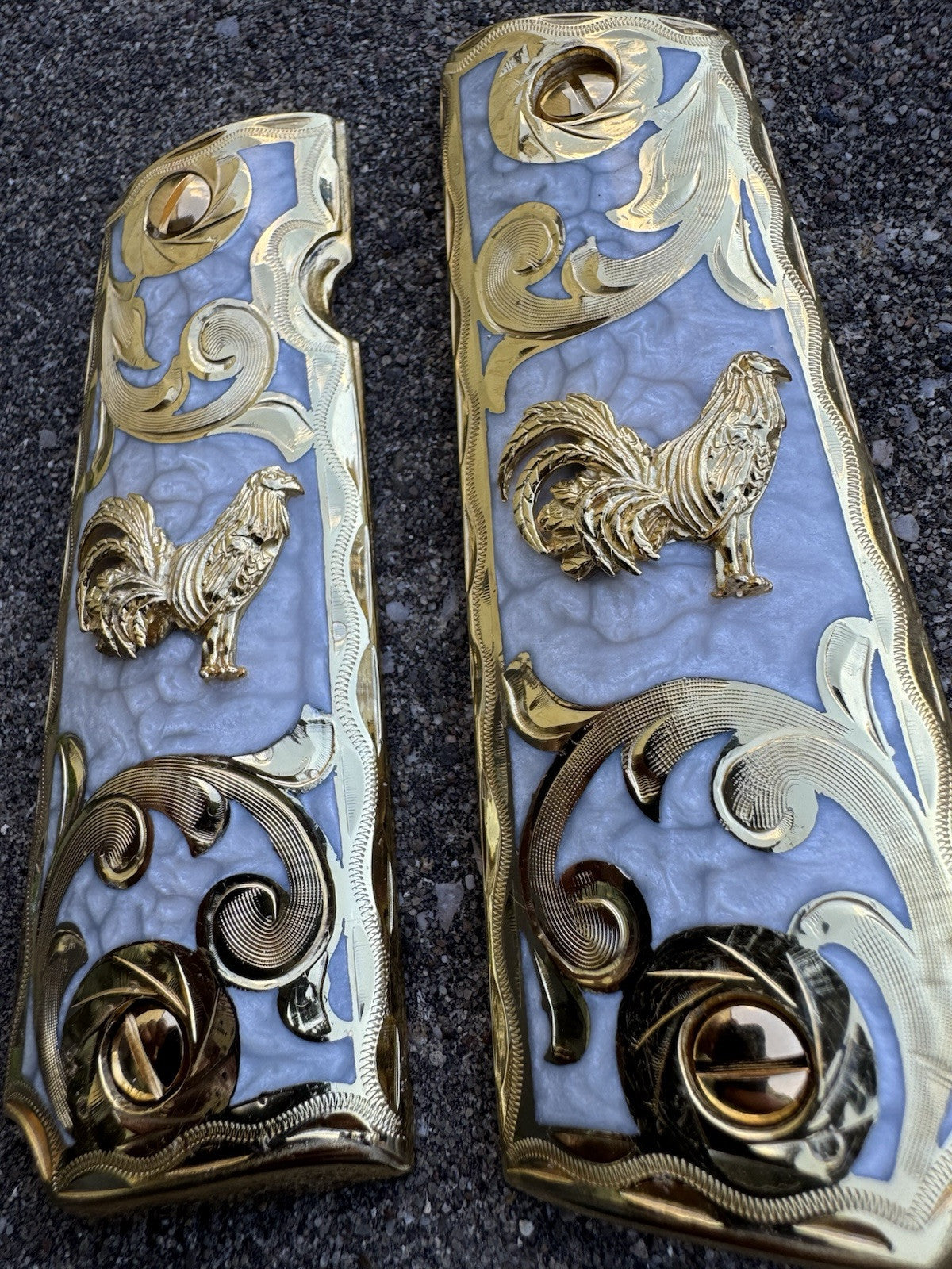 1911 45 38 Super Full Size Gallo Gold Gun Pistol Grip Cachas & 24K Screws