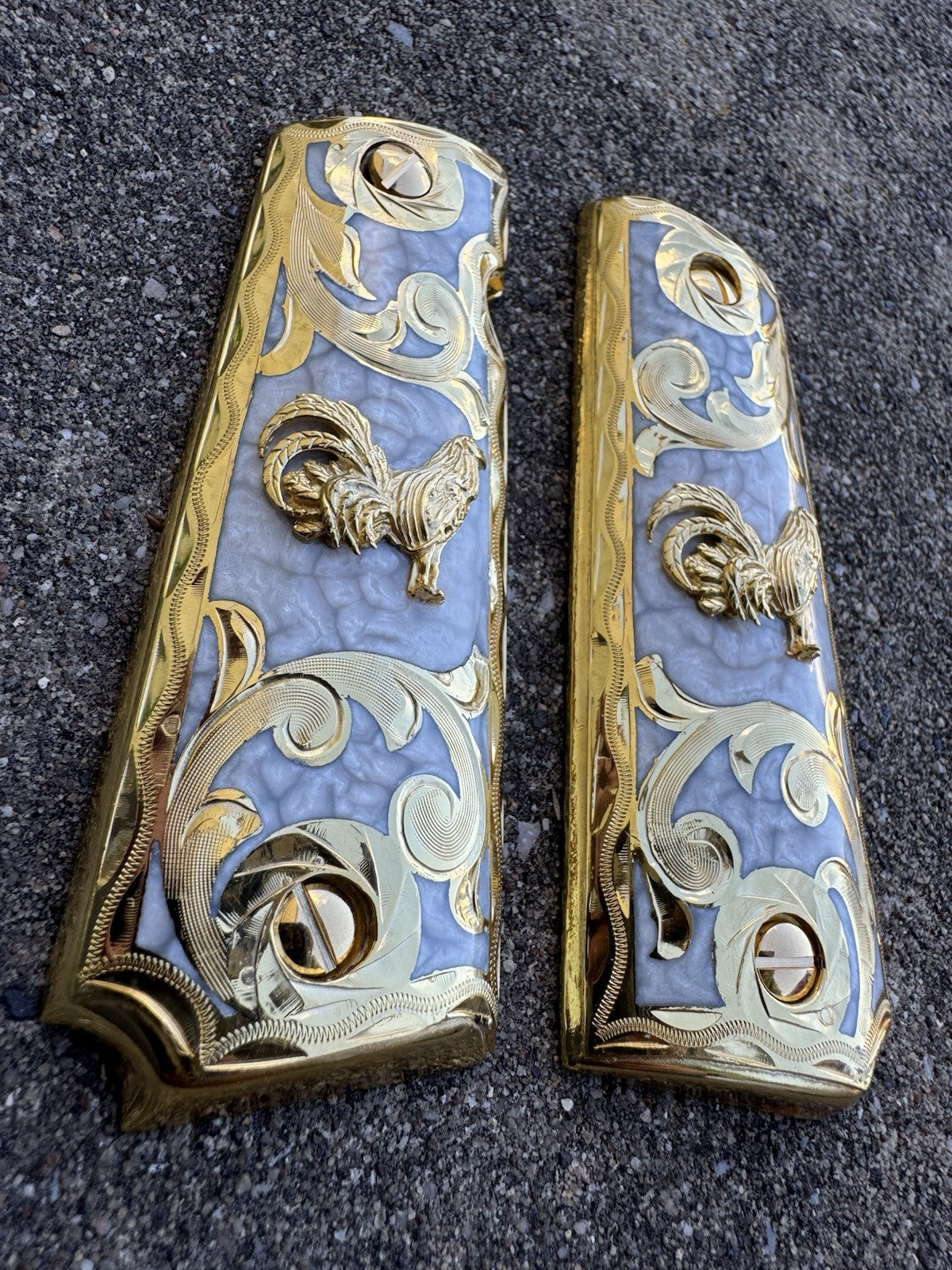1911 45 38 Super Full Size Gallo Gold Gun Pistol Grip Cachas & 24K Screws