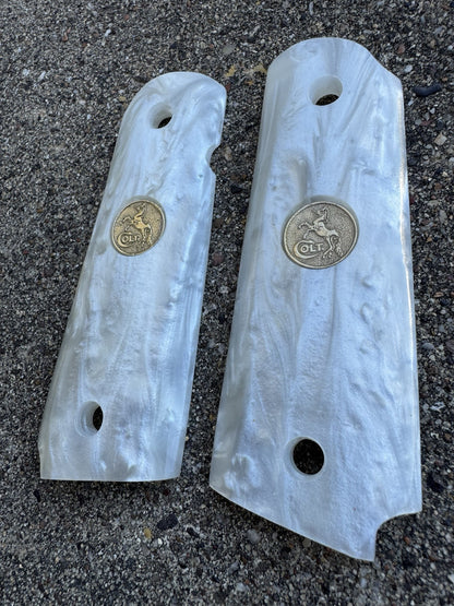 1911 45 38 Super Full Size Resin Gold Colt Coin Gun Pistol Grip Cachas