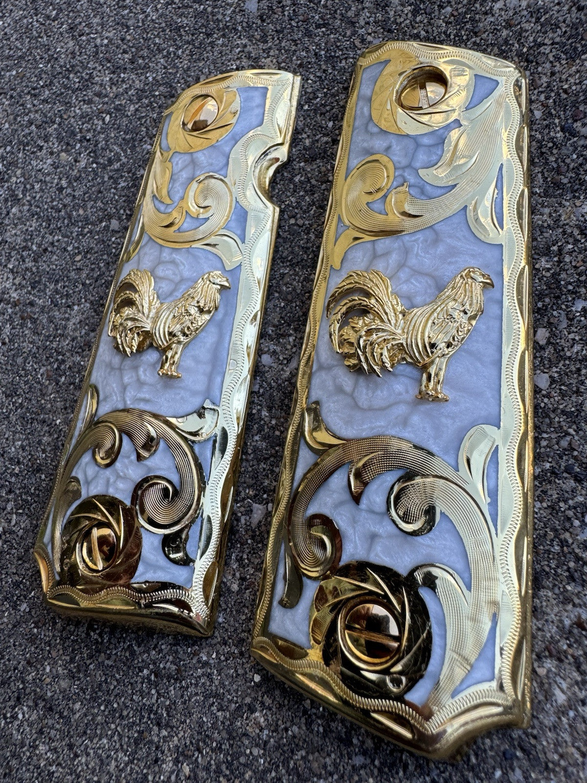 1911 45 38 Super Full Size Gallo Gold Gun Pistol Grip Cachas & 24K Screws