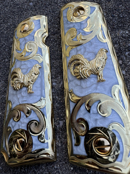 1911 45 38 Super Full Size Gallo Gold Gun Pistol Grip Cachas & 24K Screws
