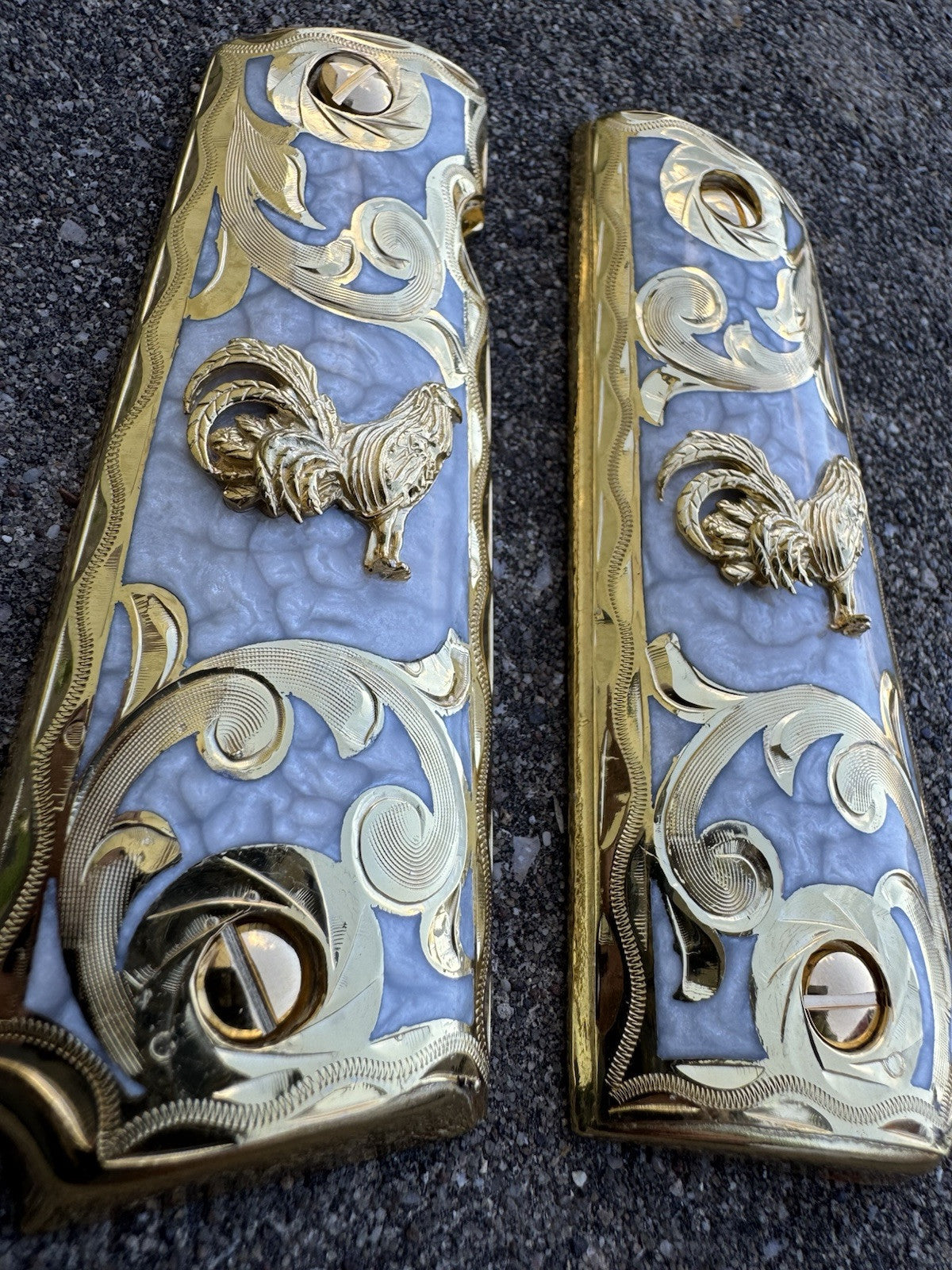 1911 45 38 Super Full Size Gallo Gold Gun Pistol Grip Cachas & 24K Screws