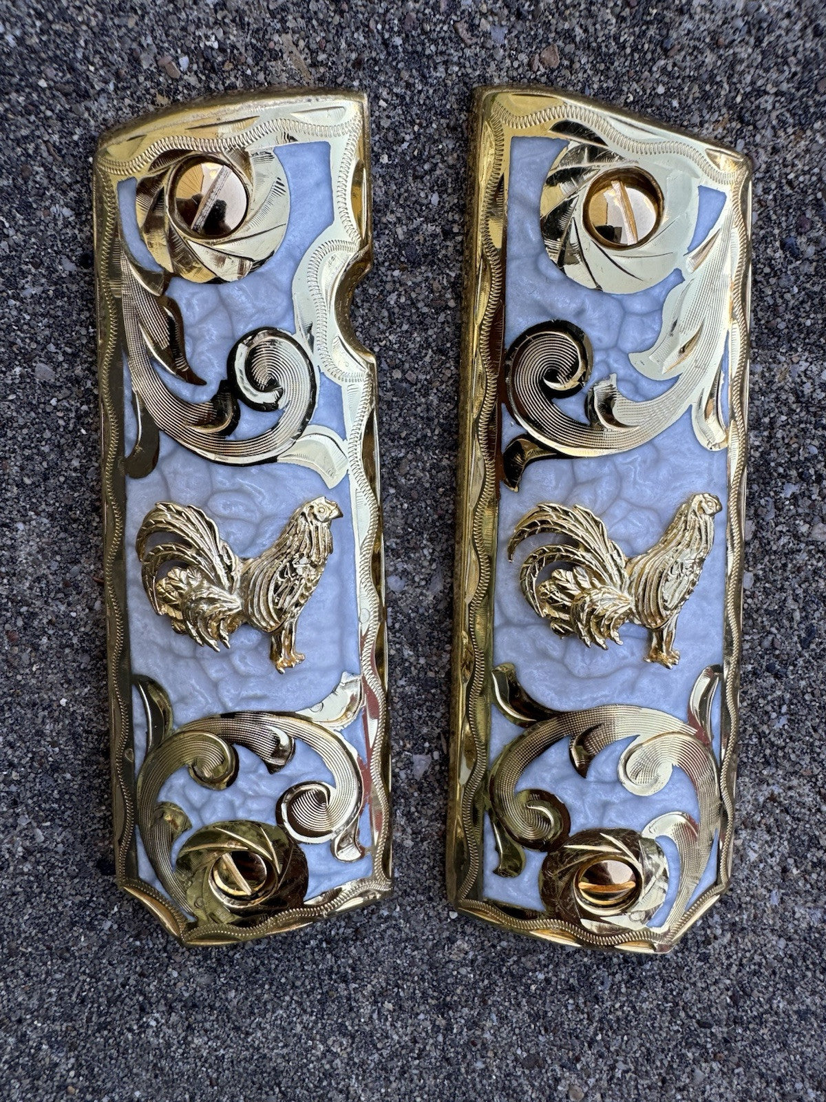 1911 45 38 Super Full Size Gallo Gold Gun Pistol Grip Cachas & 24K Screws
