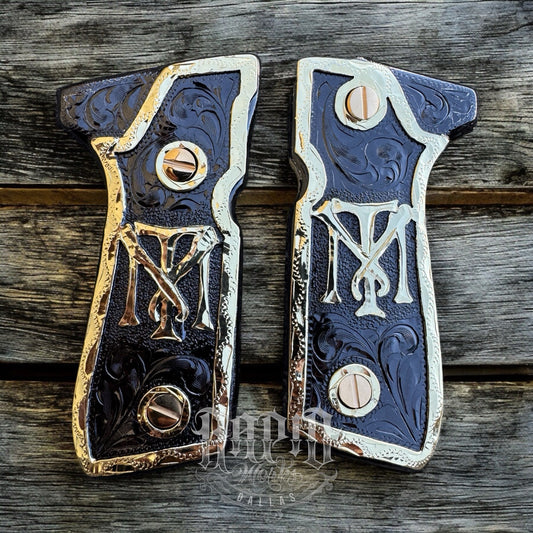 Beretta 92FS Cachas Scarface Gold Plated Gun Pistol Custom Grips & 24K Screws